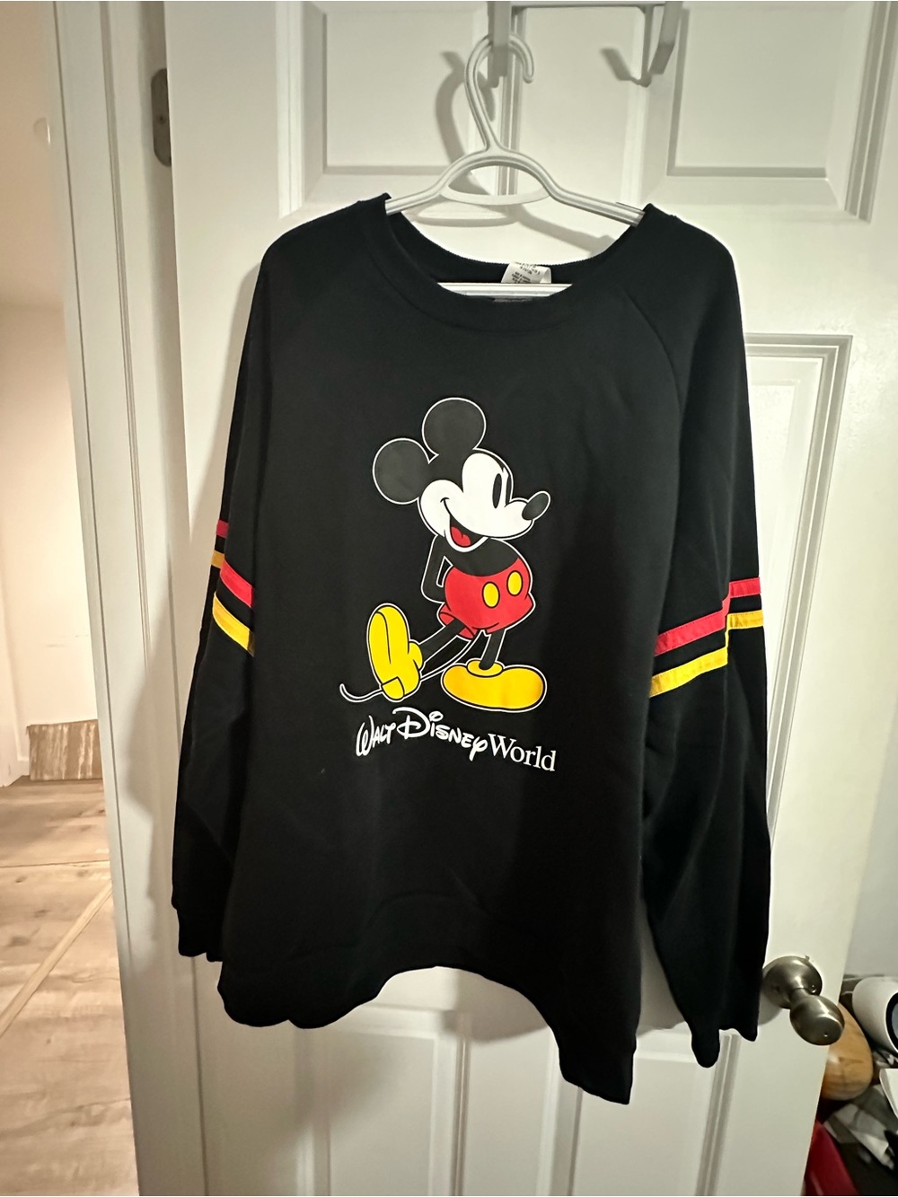 Disney Black Mickey Mouse Sweatshirt with Red & Yellow Accents